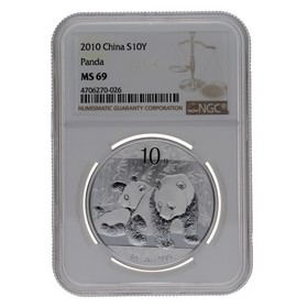 Moneda China 10 Yuans Panda MS 69 Plata 2010 1oz