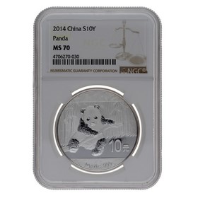 Moneda China 10 Yuans Panda MS 70 Plata 2014 1oz