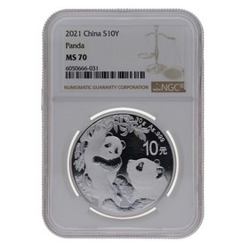 Moneda China 10 Yuans Panda MS 70 Plata 2021 30g
