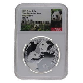 Moneda China 10 Yuans Panda MS 70 Early Releases Plata 2023 30g