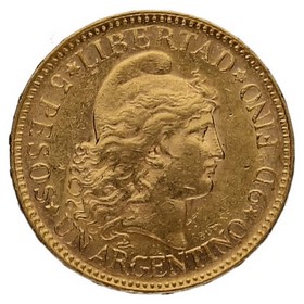 Moneda Argentina 5 Pesos Oro 1886 8,06g