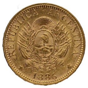 Moneda Argentina 5 Pesos Oro 1886 8,06g