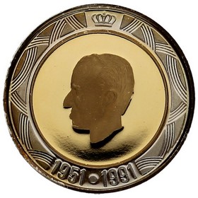 Moneda Bélgica 10 Ecu Balduino I Oro y Plata 1991 qp 5,28g