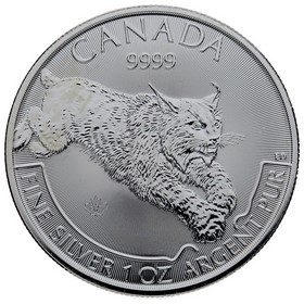 Moneda Canadá 5 Dólares Lince Plata 2017 1oz