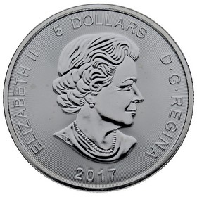 Moneda Canadá 5 Dólares Lince Plata 2017 1oz