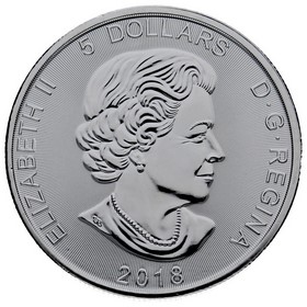 Moneda Canadá 5 Dólares Lobo Plata 2018 1oz