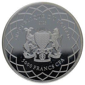 Moneda Chad 5000 Francos Cibeles Fondo Espejo Plata 2023 1oz