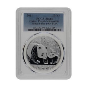 Moneda China 10 Yuanes Panda PCGS MS69 Plata 2011 1oz