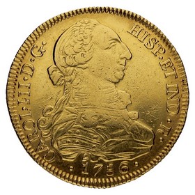 Moneda 8 Escudos Oro 1786 So-Santiago DA 26,96g