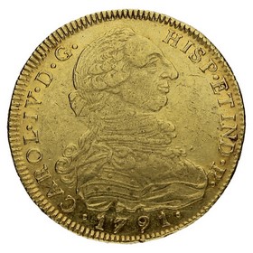 Moneda 8 Escudos Oro 1791 NR-Nuevo Reino JJ 26,92g
