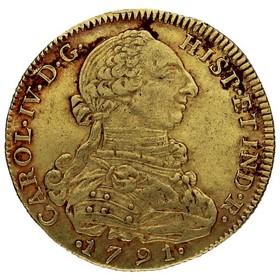 Moneda 8 Escudos Oro 1791 NR-Nuevo Reino JJ 26,99g