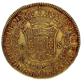 Moneda 8 Escudos Oro 1791 NR-Nuevo Reino JJ 26,99g