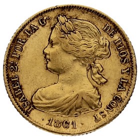 Moneda 100 Reales Oro 1861 *-Madrid 8,32g