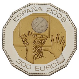 Moneda 300 Euros 2006 Campeonato Mundial de Baloncesto Oro y Plata 2006 M-Madrid 28,90g
