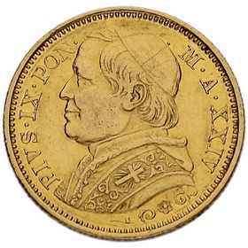 Moneda Estados Pontificios 20 Liras Oro 1869 R-Roma XXIV 6,44g