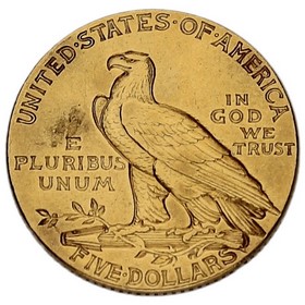 Moneda Estados Unidos 5 Dólares Indian Head Oro 1915 (/)-Philadelphia BLP 8,32g