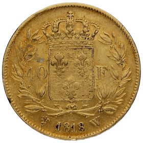Moneda Francia 40 Francos Oro 1818 W-Lille 12,88g