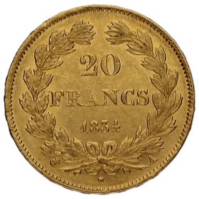 Moneda Francia 20 Francos Oro 1834 A-París 6,44g
