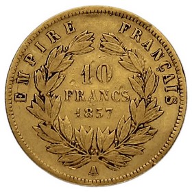 Moneda Francia 10 Francos Oro 1854 A-París 3,18g