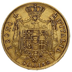 Moneda Italia 40 Liras Oro 1810 M-Milán 12,86g