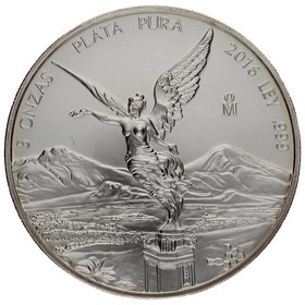 Moneda México 5 Onzas Libertad Plata 2016 Mo-México 5oz