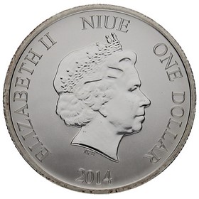 Moneda Niue 1 Dólar Tortuga Plata 2014 1/2oz