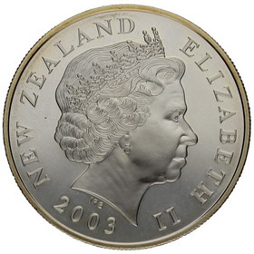 Moneda Nueva Zelanda 1 Dólar Anillo Único Plata 2003 28,42g