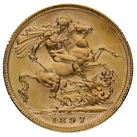 Moneda Reino Unido 1 Soberano Oro 1897 7,97g