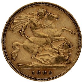 Moneda Reino Unido 1/2 Soberano Oro 1902 3,99g