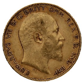 Moneda Reino Unido 1/2 Soberano Oro 1902 3,99g