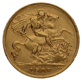 Moneda Reino Unido 1/2 Soberano Oro 1907 3,97g