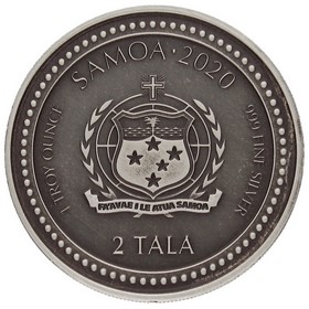 Moneda Samoa 2 Tala Caballito de Mar Antique Finish Plata 2020 1oz