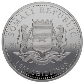 Moneda Somalia 1000 Chelines Elefante Plata 2019 10oz