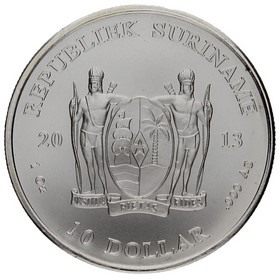 Moneda Surinam 10 Dólares Plata 2013 1oz