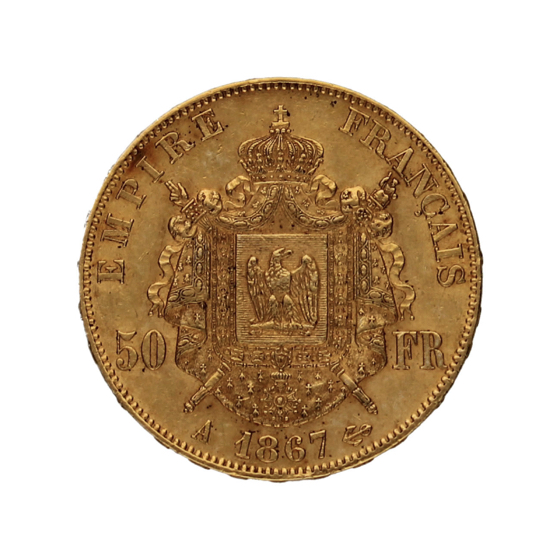 Moneda Francia 50 Francos Oro 1867 A-París 16,14g