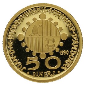 Moneda Andorra 50 Diners Antoni Gaudi Oro 1990 17,06g