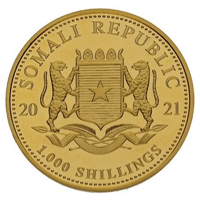 Moneda Somalia 1000 Shillings Elefante Africano Oro 2021 1oz