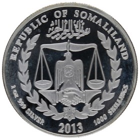 Moneda Somaliland 1000 Shillings Año de la Serpiente Plata 2013 1oz