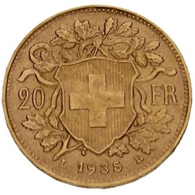 Moneda Suiza 20 Francos Oro 1935 6,40g