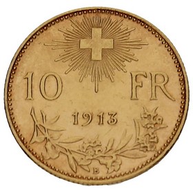 Moneda Suiza 10 Francos Oro 1913 B 3,22g