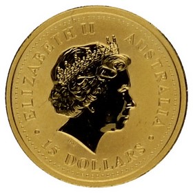 Moneda Australia 15 Dollars Año del Perro Oro 2006 1/10oz