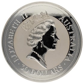Moneda Australia 30 Dollars Kookaburra Plata 1992 1.000g