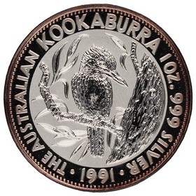 Moneda Australia 5 Dollars Kookaburra Plata 1991 1oz