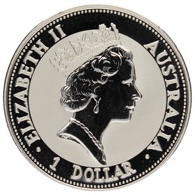 Moneda Australia 5 Dollars Kookaburra Plata 1992 1oz