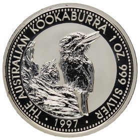 Moneda Australia 5 Dollars Kookaburra Plata 1997 1oz