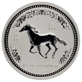 Moneda Australia 1/2 Dollar Año del Caballo Plata 2002 1/2oz