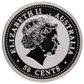 Moneda Australia 1/2 Dollar Año del Caballo Plata 2002 1/2oz