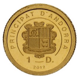 Moneda Andorra 1 Diner Joana D'Arc Oro 2012 1/2g