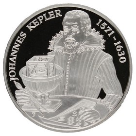 Moneda Austria 10 Euros Johannes Kepler Plata 2002 16g