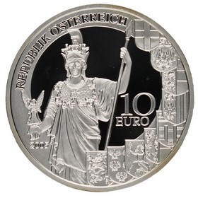 Moneda Austria 10 Euros 60 aniversario 2a Republica Plata 2005 16g